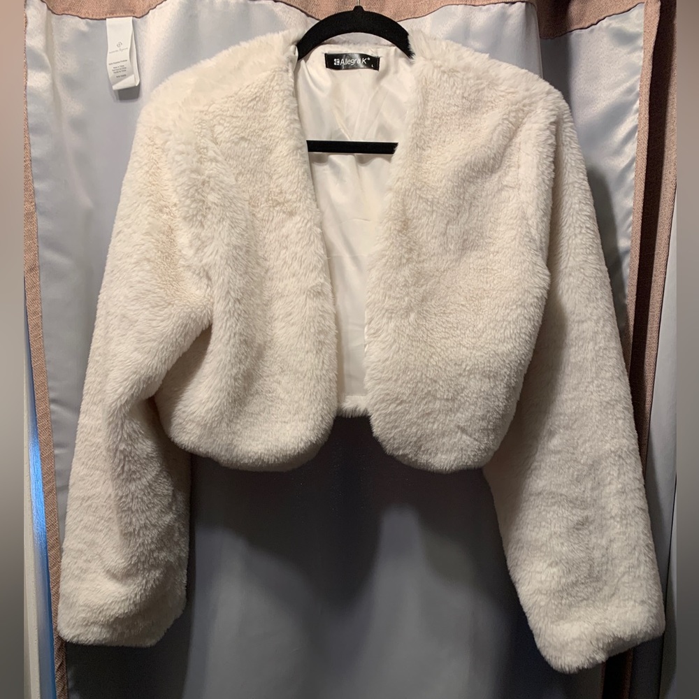 White furry bolero